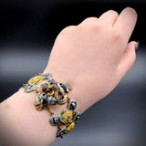 Antique 14K, Pinchbeck Garnet & Enamel Conversion Bracelet