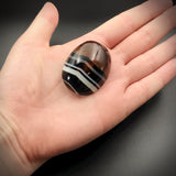 Oval Banded Agate Mourning Brooch