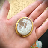 Antique 10K & Carved Shell Cameo Brooch