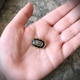 Antique 10K, Black Enamel & Woven Hair Mourning Lace Pin/Brooch