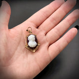 Antique 10K Carved Hardstone Cameo, Carnelian & Agate Locket Pendant/Fob TLJ