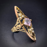 Antique 14K, 9K, Amethyst & Seed Pearl Conversion Ring