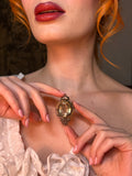 Antique French 14K & Citrine Locket Back Brooch TLJ