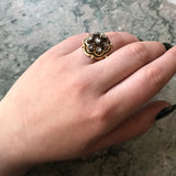 Antique Victorian 18K,14K, Diamond & Black Enamel Conversion Ring TLJ