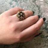 Antique Victorian 18K,14K, Diamond & Black Enamel Conversion Ring TLJ