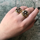 Antique Victorian 18K,14K, Diamond & Black Enamel Conversion Ring TLJ