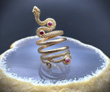 SOLD Antique French 18K & Ruby Snake Ring TLJ