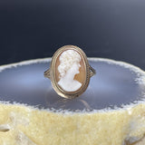 Antique 14K & Carved Shell Cameo Ring