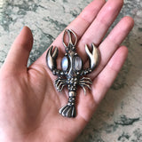 Vintage Silver & Moonstone Lobster Brooch