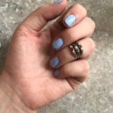 Antique  English 9K Rose Gold, Iolite, Tourmaline & Pearl Ring
