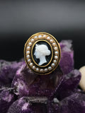 Antique 14K, Pearl & Carved Cameo Conversion Ring