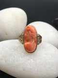Antique Coral Cameo Conversion Ring