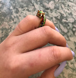 Vintage 18K & Enamel Snake Ring TLJ
