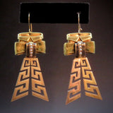 18K, 14K & Pearl Bead Bow Drop Earrings/Brooch