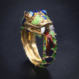 Vintage 18K & Enamel Snake Ring TLJ