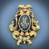 Antique French 18K & Jet Brooch