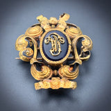 Antique French 18K & Jet Brooch