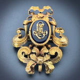 Antique French 18K & Jet Brooch