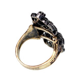 Antique Gothic Revival 18K, 14K, Silver & Diamond Conversion Ring