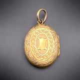 Antique 9K Back & Front & Blue Enamel Mourning Locket With Hair Under Glass