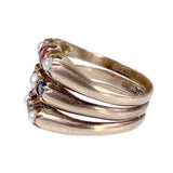 Antique  English 9K Rose Gold, Iolite, Tourmaline & Pearl Ring