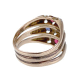 Antique  English 9K Rose Gold, Iolite, Tourmaline & Pearl Ring