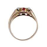 Antique  English 9K Rose Gold, Iolite, Tourmaline & Pearl Ring