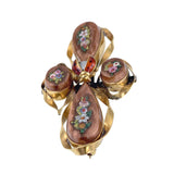Antique 14K, Goldstone, Micromosaic Tiles, Opal & Enamel Ladybug Brooch