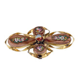 Antique 14K, Goldstone, Micromosaic Tiles, Opal & Enamel Ladybug Brooch