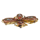 Antique 14K, Goldstone, Micromosaic Tiles, Opal & Enamel Ladybug Brooch