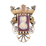 Antique 10K, Seed Pearl & Carved Cameo Locket Back Brooch/Pendant TLJ
