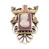 Antique 10K, Seed Pearl & Carved Cameo Locket Back Brooch/Pendant TLJ