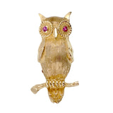 Vintage 14K & Ruby Owl Brooch TLJ