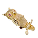 Vintage 14K & Ruby Owl Brooch TLJ