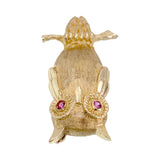 Vintage 14K & Ruby Owl Brooch TLJ