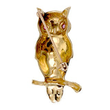 Vintage 14K & Ruby Owl Brooch TLJ