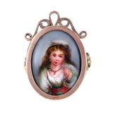 Antique 14K, 12K & Hand Painted Porcelain Conversion Ring