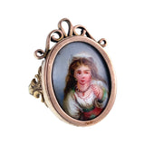 Antique 14K, 12K & Hand Painted Porcelain Conversion Ring