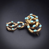 Antique 18K & Turquoise Serpentine Love Knot Brooch