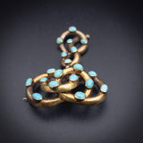 Antique 18K & Turquoise Serpentine Love Knot Brooch