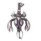 Vintage Silver & Moonstone Lobster Brooch