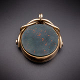 English Antique 9K, Bloodstone & Carnelian Spinner Watch Fob
