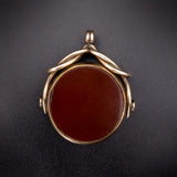 English Antique 9K, Bloodstone & Carnelian Spinner Watch Fob