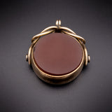 English Antique 9K, Bloodstone & Carnelian Spinner Watch Fob