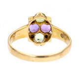 Amethyst Peridot and Diamond English Ring in 18k Gold