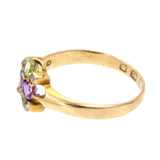 Amethyst Peridot and Diamond English Ring in 18k Gold