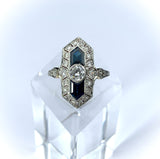 Art Deco 18k, Platinum, Diamond & Sapphire Ring