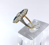 Art Deco 18k, Platinum, Diamond & Sapphire Ring