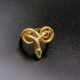 14K Gold & Emerald Museum Replica Snake Ring