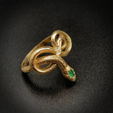 14K Gold & Emerald Museum Replica Snake Ring